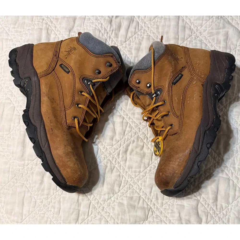 Chippewa Mens Waterproof Composite Toe Work Boots Brown Leather Size 11 XW
